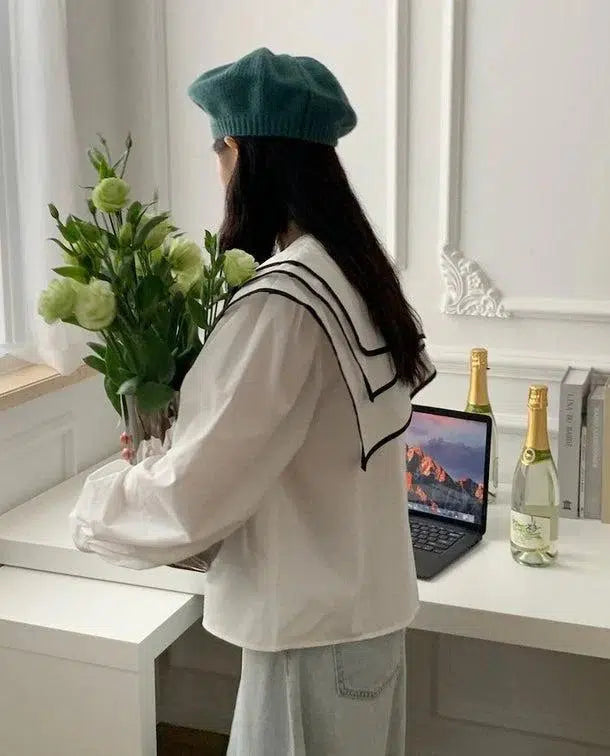 セーラーネックカラーブラウス 6623-画像30-韓国ファッション通販POPREA［ポップリア］