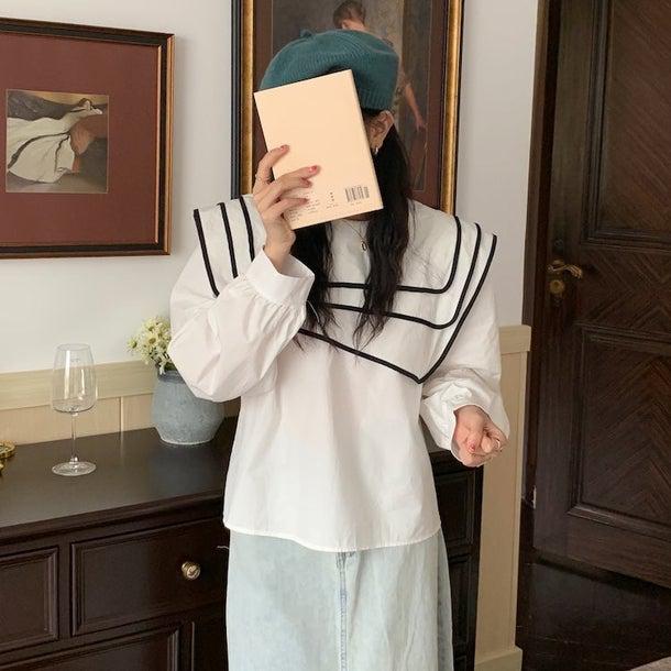 セーラーネックカラーブラウス 6623-画像31-韓国ファッション通販POPREA［ポップリア］