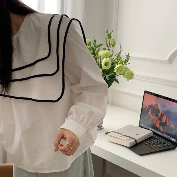 セーラーネックカラーブラウス 6623-画像32-韓国ファッション通販POPREA［ポップリア］