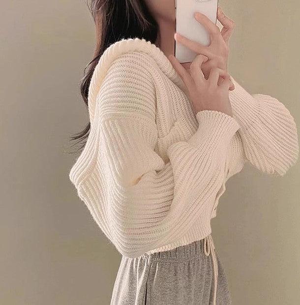 リブニットフーディカーディガン 6474-画像3-韓国ファッション通販POPREA［ポップリア］