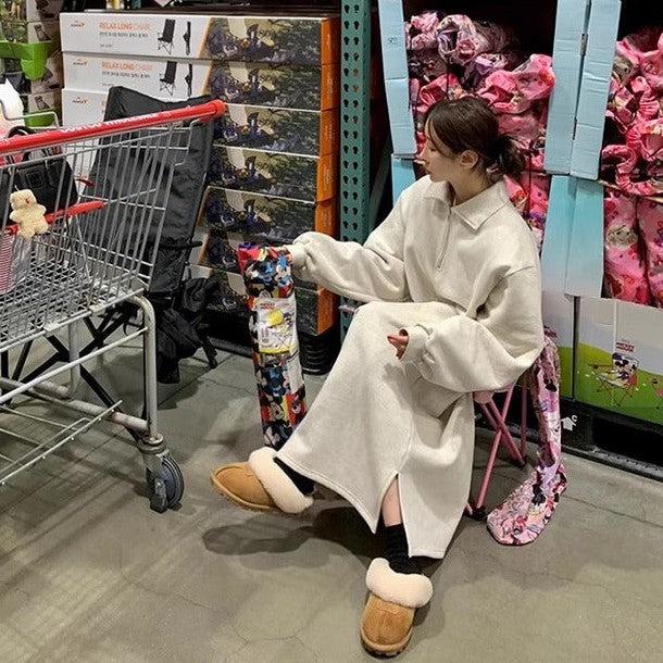 襟付きハーフジッパーワンピース 6439-画像3-韓国ファッション通販POPREA［ポップリア］