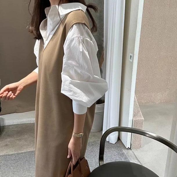 バックスリットジャンパースカート﻿ 6198-画像3-韓国ファッション通販POPREA［ポップリア］