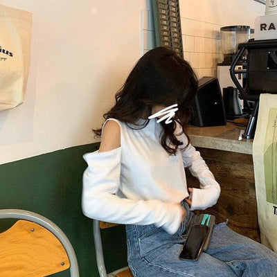 オープンショルダーロングTシャツ﻿﻿﻿﻿﻿ 6270-画像3-韓国ファッション通販POPREA［ポップリア］