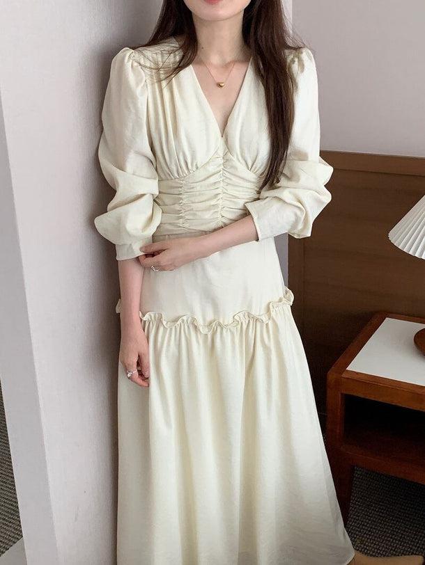 Vネックスプライシングワンピース 6155-画像3-韓国ファッション通販POPREA［ポップリア］