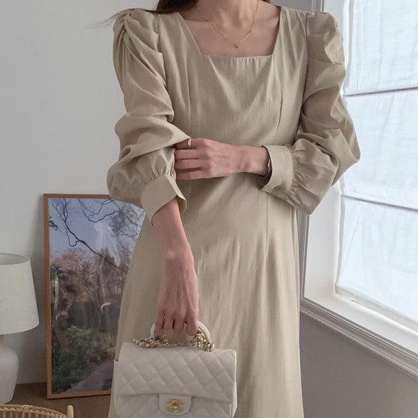 パフショルダーAラインワンピース 6540-画像3-韓国ファッション通販POPREA［ポップリア］