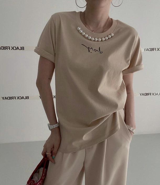 フレンチパールＴシャツ 5995-画像3-韓国ファッション通販POPREA［ポップリア］