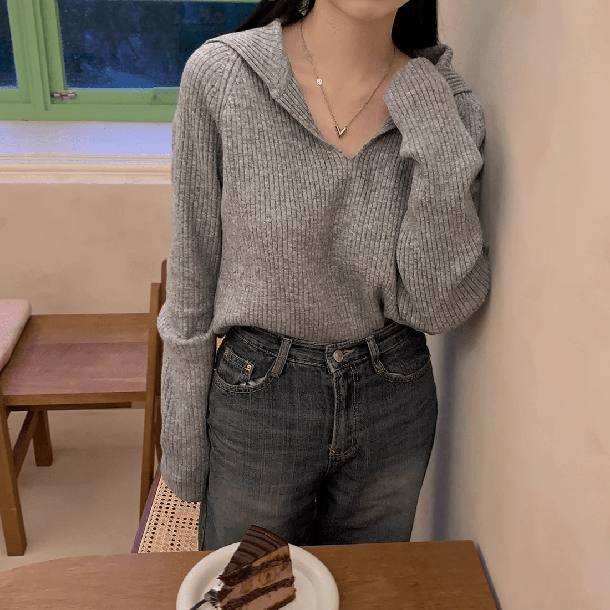 4カラーショートリブニット 6427-画像3-韓国ファッション通販POPREA［ポップリア］