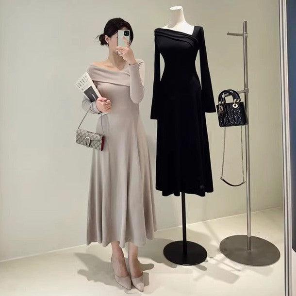 オフショルダーニットロングワンピース﻿﻿ 6215-画像3-韓国ファッション通販POPREA［ポップリア］