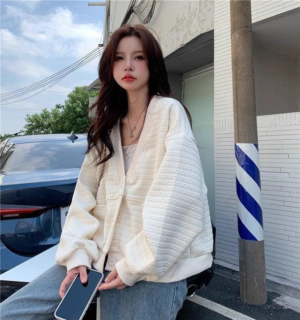 Vネックプルオーバーカーディガン﻿ 6201-画像3-韓国ファッション通販POPREA［ポップリア］