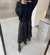 トレーナー&プリーツスカートドッキングドレス 6194-画像3-韓国ファッション通販POPREA［ポップリア］