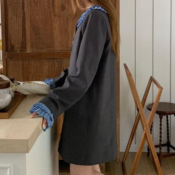 ラッフルカラーショートワンピース﻿ 6227-画像3-韓国ファッション通販POPREA［ポップリア］