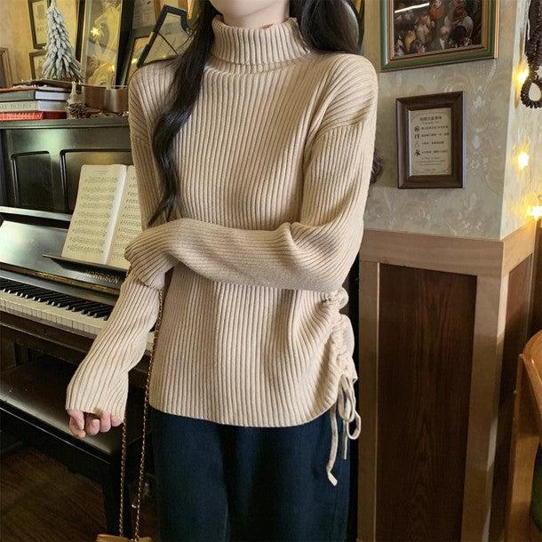 サイドシャーリングギャザーリブニット 6345-画像3-韓国ファッション通販POPREA［ポップリア］