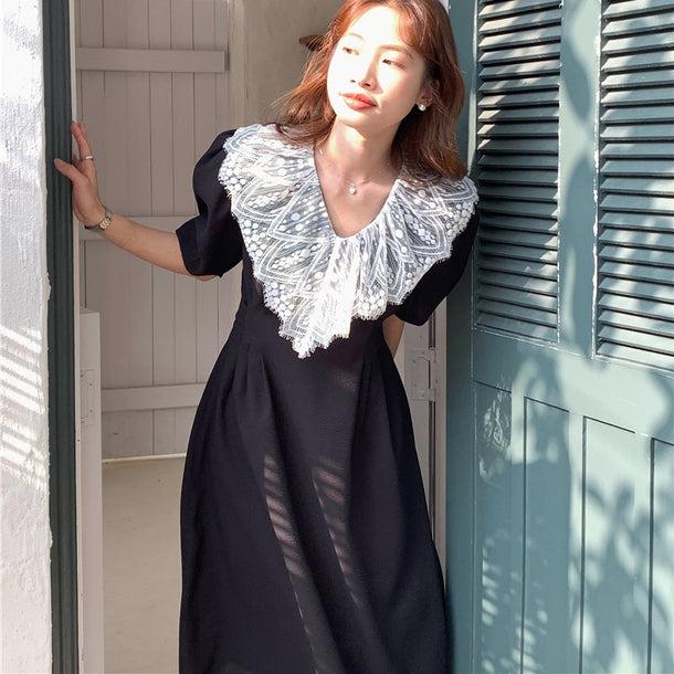 レトロレースパフスリーブドレス﻿ 6084-画像3-韓国ファッション通販POPREA［ポップリア］