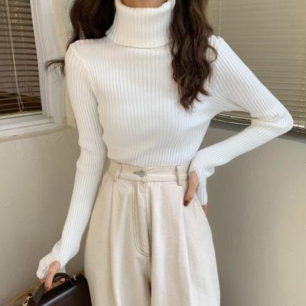 フィンガーホールタートルネックリブニット 6551-画像3-韓国ファッション通販POPREA［ポップリア］