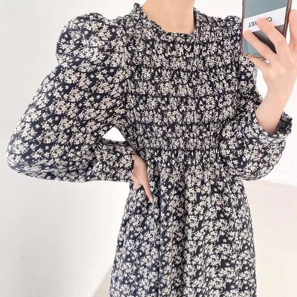 ハイネックフロントギャザーワンピース﻿ 6406-画像3-韓国ファッション通販POPREA［ポップリア］