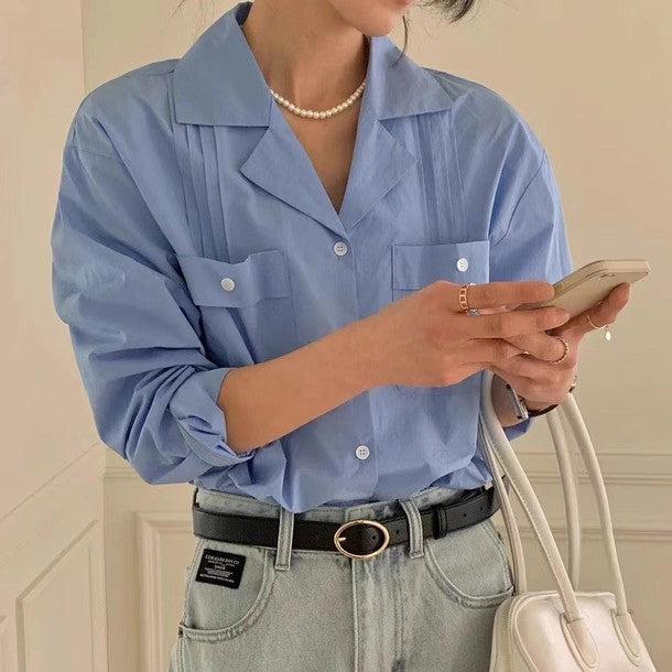 2ポケットフロントラインシャツ 6501-画像3-韓国ファッション通販POPREA［ポップリア］