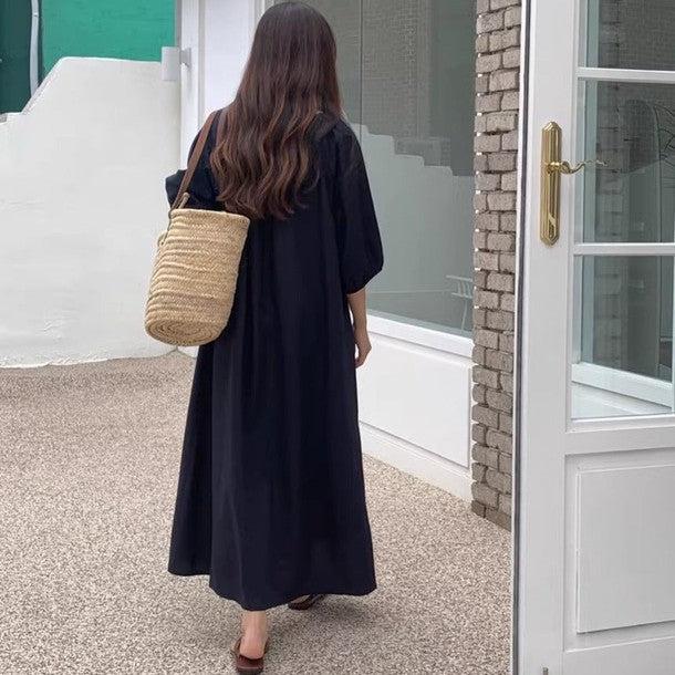 Vネックフロントボタンワンピース 6476-画像3-韓国ファッション通販POPREA［ポップリア］