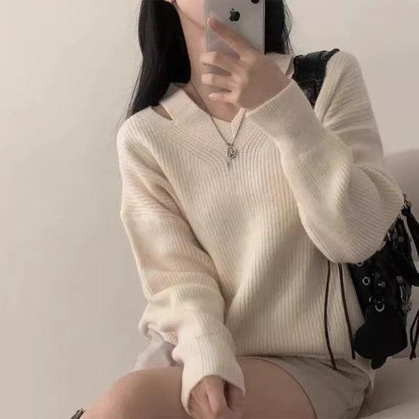 スリットカラーVネックニット﻿﻿﻿﻿﻿﻿﻿ 6285-画像3-韓国ファッション通販POPREA［ポップリア］