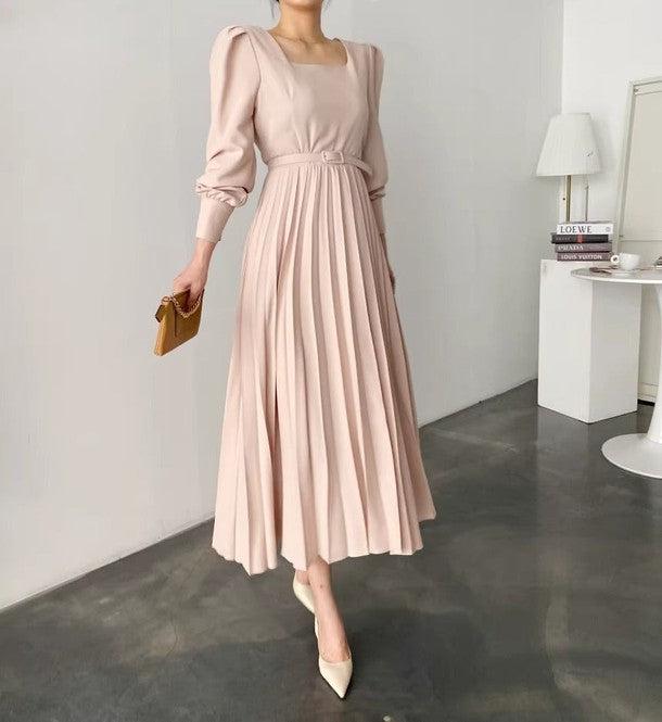 スクエアネックプリーツワンピース 6456-画像3-韓国ファッション通販POPREA［ポップリア］