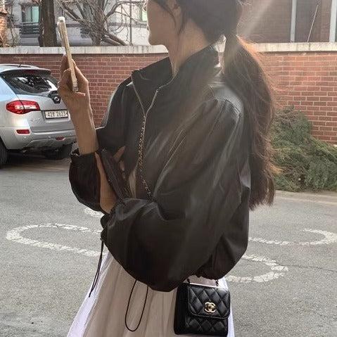 ショートライダーズジャケット 6462-画像3-韓国ファッション通販POPREA［ポップリア］