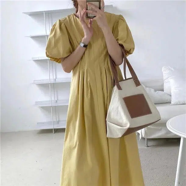 パフスリーブピュアワンピース 6681-画像3-韓国ファッション通販POPREA［ポップリア］