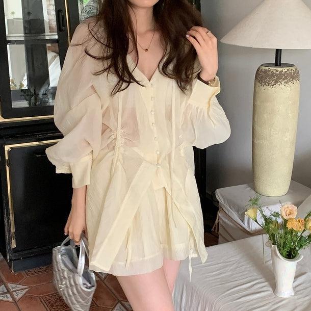 フレンチタイプリーツスリムセットアップ 6011-画像3-韓国ファッション通販POPREA［ポップリア］