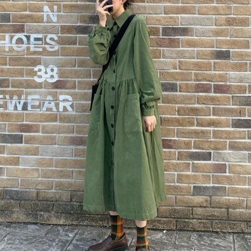 コーデュロイシャツワンピース 6333-画像3-韓国ファッション通販POPREA［ポップリア］