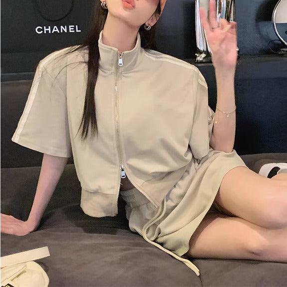 ジップスポーティショートトップス﻿ 6091-画像3-韓国ファッション通販POPREA［ポップリア］