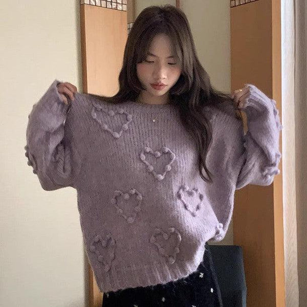 ハートポンポンニット 6386 - 韓国ファッション通販サイトPOPREA