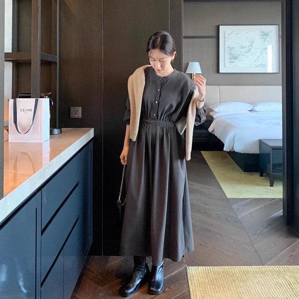 バックリボンノーカラーワンピース 6478-画像3-韓国ファッション通販POPREA［ポップリア］