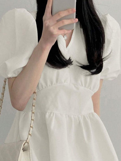 Vネックペプラムブラウス 6016-画像3-韓国ファッション通販POPREA［ポップリア］