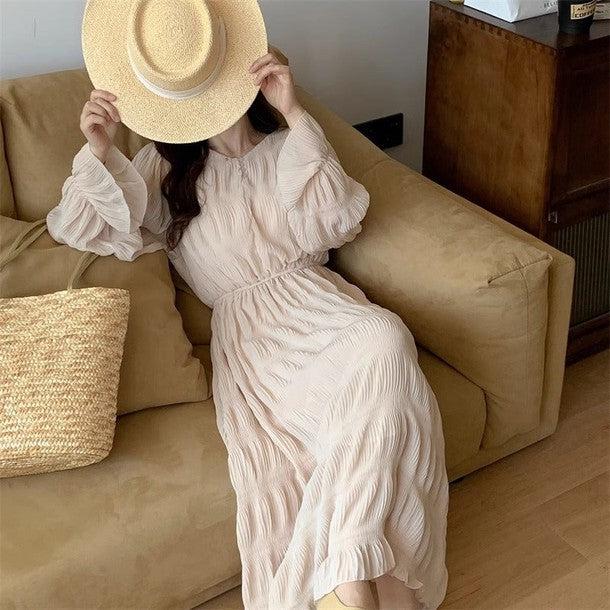 クリンクルロングワンピース 6547-画像3-韓国ファッション通販POPREA［ポップリア］