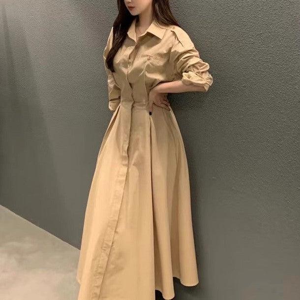 ハイウエストシャツワンピース﻿ 6446-画像3-韓国ファッション通販POPREA［ポップリア］