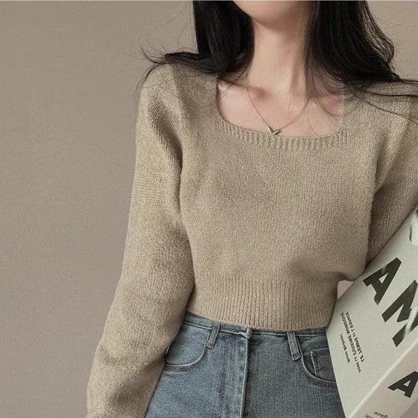 スクエアネックショートニット 6391-画像3-韓国ファッション通販POPREA［ポップリア］