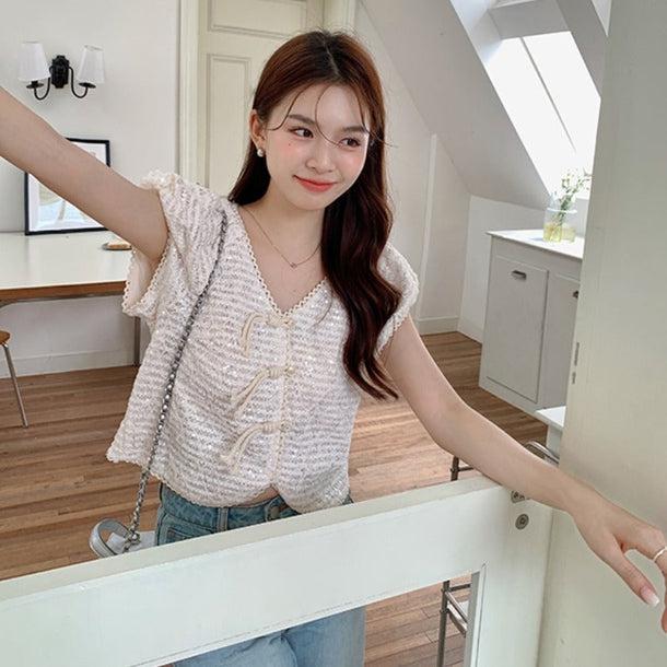 チャイナチックパフスリブラウス﻿﻿﻿ 6058-画像3-韓国ファッション通販POPREA［ポップリア］