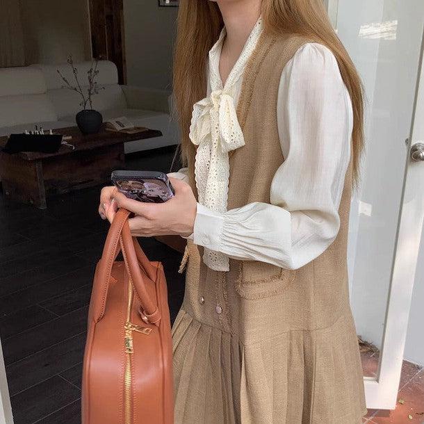 レースリボンフェミニンブラウス﻿ 6225-画像3-韓国ファッション通販POPREA［ポップリア］