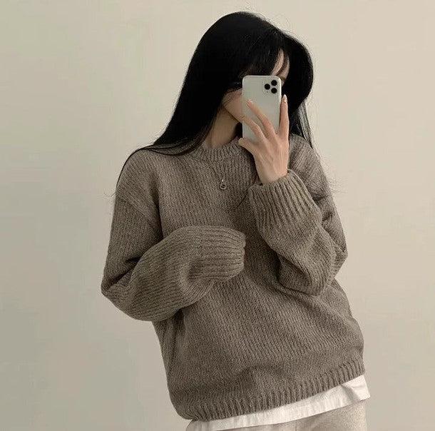 ラウンドネックドロップショルダーニット﻿﻿﻿﻿﻿ 6267-画像3-韓国ファッション通販POPREA［ポップリア］