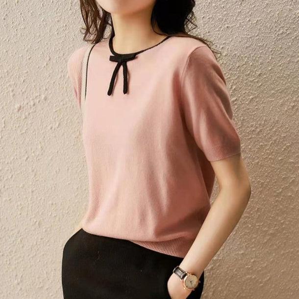 バイカラーバックボタンリボンニット 6141-画像3-韓国ファッション通販POPREA［ポップリア］