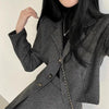 ヘリンボーンショートジャケット＆スカート 6387-画像3-韓国ファッション通販POPREA［ポップリア］