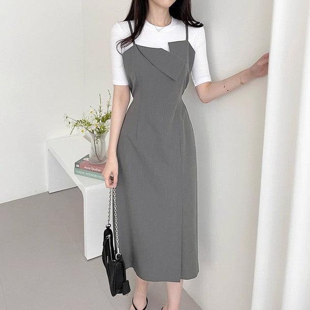 アンバランスネックビスチェワンピース﻿﻿ 6573-画像3-韓国ファッション通販POPREA［ポップリア］