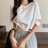 クロップドアシメTシャツ 6034-画像3-韓国ファッション通販POPREA［ポップリア］