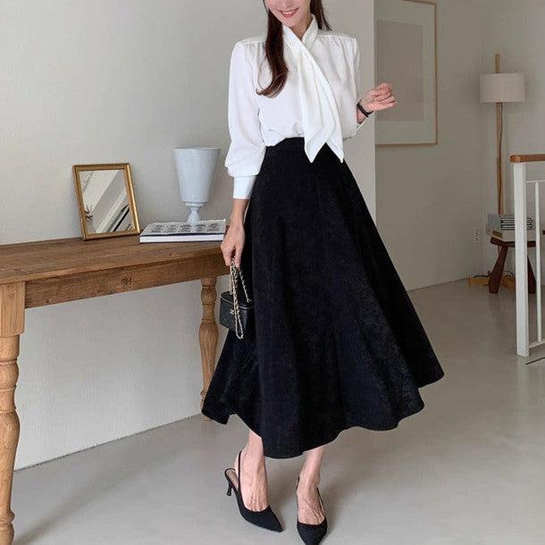 ロングカフスボウタイブラウス﻿ 6209-画像3-韓国ファッション通販POPREA［ポップリア］