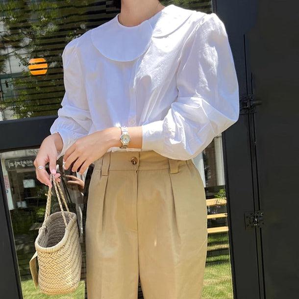 ラウンドアシメカラーシャツブラウス 6143-画像3-韓国ファッション通販POPREA［ポップリア］