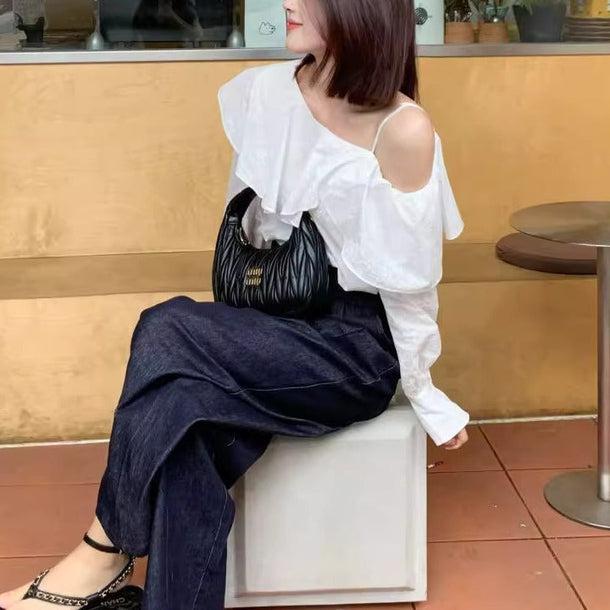 ビックカラー斜めブラウス 6117-画像3-韓国ファッション通販POPREA［ポップリア］