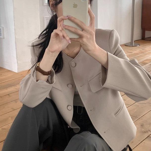 サイドポケットノーカラージャケット﻿ 6220-画像3-韓国ファッション通販POPREA［ポップリア］