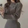 折返しネックニットミニワンピース 6342-画像3-韓国ファッション通販POPREA［ポップリア］