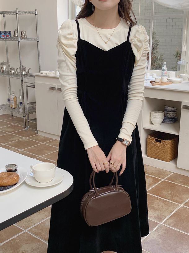 ベロアキャミソールワンピース 6252-画像3-韓国ファッション通販POPREA［ポップリア］