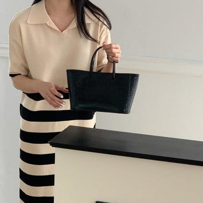 ストライプジャカードルーズニットドレス﻿ 6079-画像3-韓国ファッション通販POPREA［ポップリア］