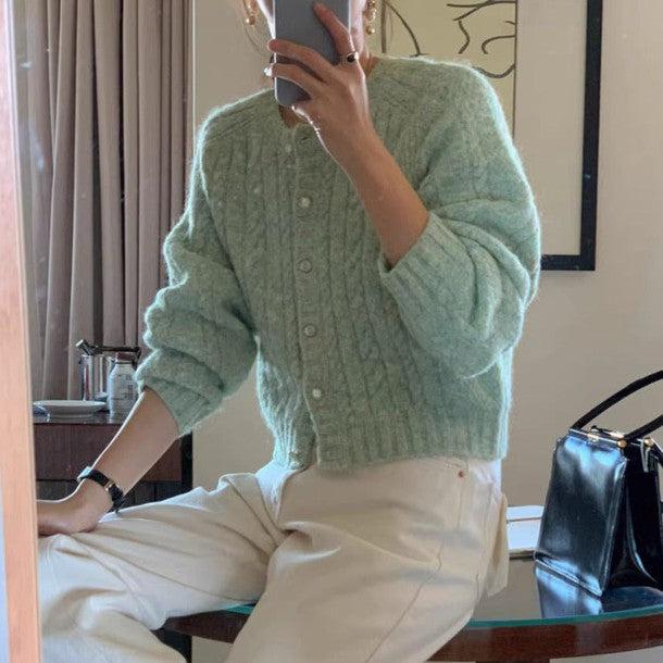 ライトカラーケーブルニットカーディガン 6298-画像3-韓国ファッション通販POPREA［ポップリア］
