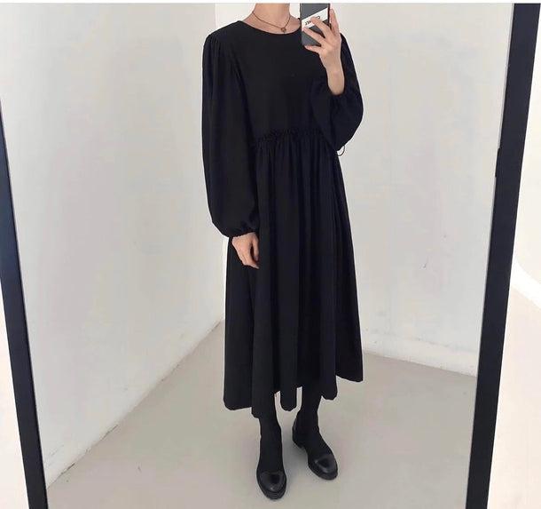 ウエストギャザーベーシックワンピース﻿ 6190-画像3-韓国ファッション通販POPREA［ポップリア］